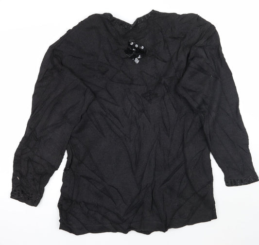 HANNAH Womens Black Pullover Jumper One Size
