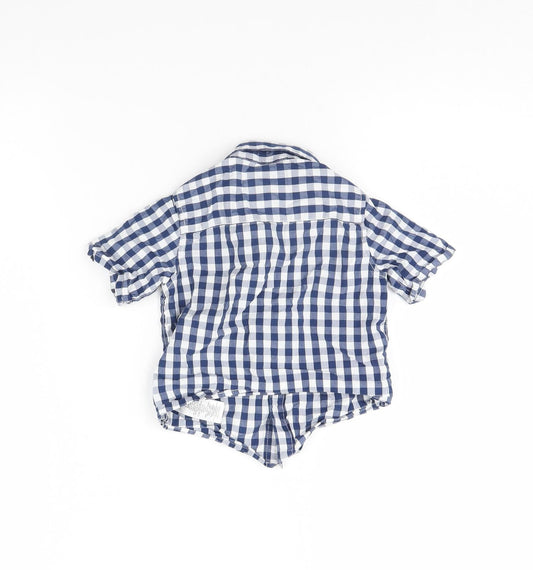 NEXT Baby Blue Plaid Basic Button-Up Size 12 Months