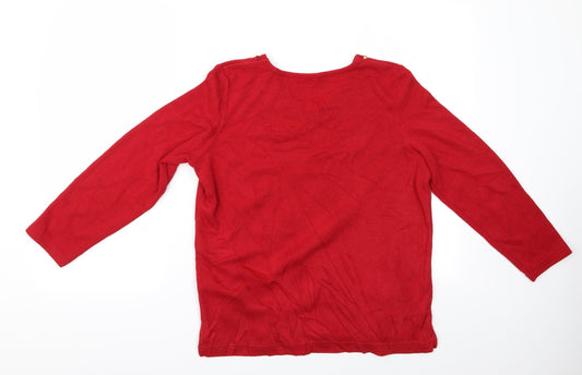 PreWorrn Womens Red Pullover Jumper Size S - Ribbed Red Top