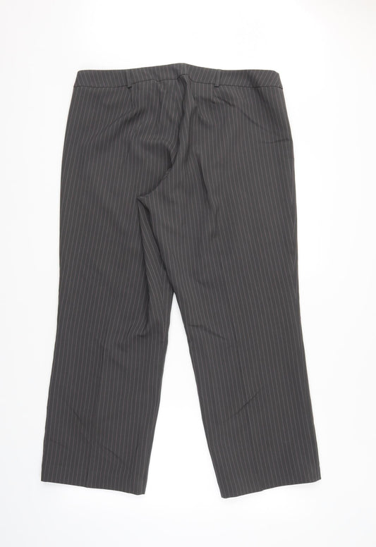 Amranto Womens Grey Striped Trousers Size 18 L28 in