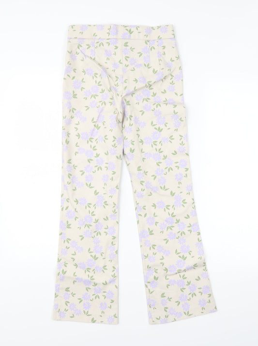 Womens UK Size XS Zara Regular Fit Beige Trousers