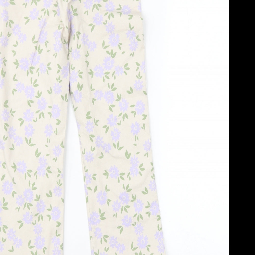 Womens UK Size XS Zara Regular Fit Beige Trousers