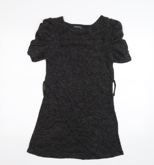 Additional front view of Club L women’s grey jumper dress, size S