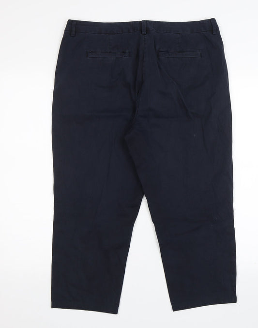 Womens UK Size 34 in M&S Regular Fit Chino Blue Trousers