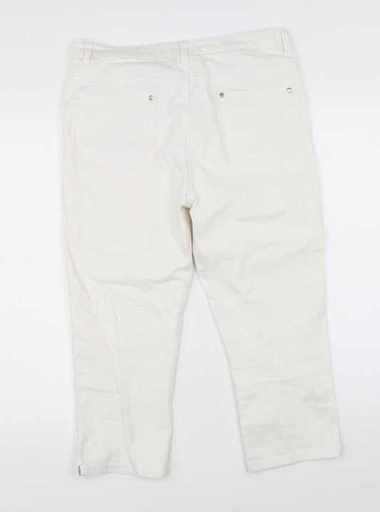 Womens UK Size 32 Preworn Regular Fit Cropped White Jeans