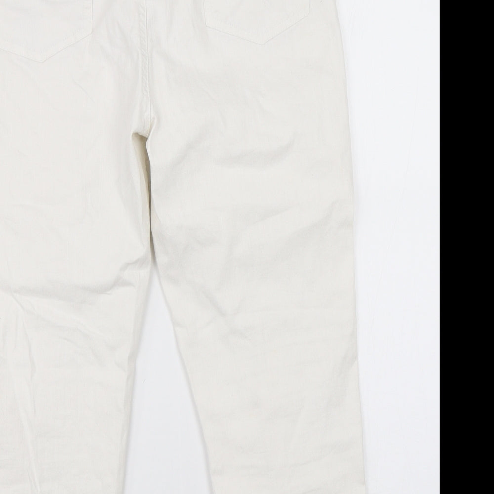 Womens UK Size 32 Preworn Regular Fit Cropped White Jeans