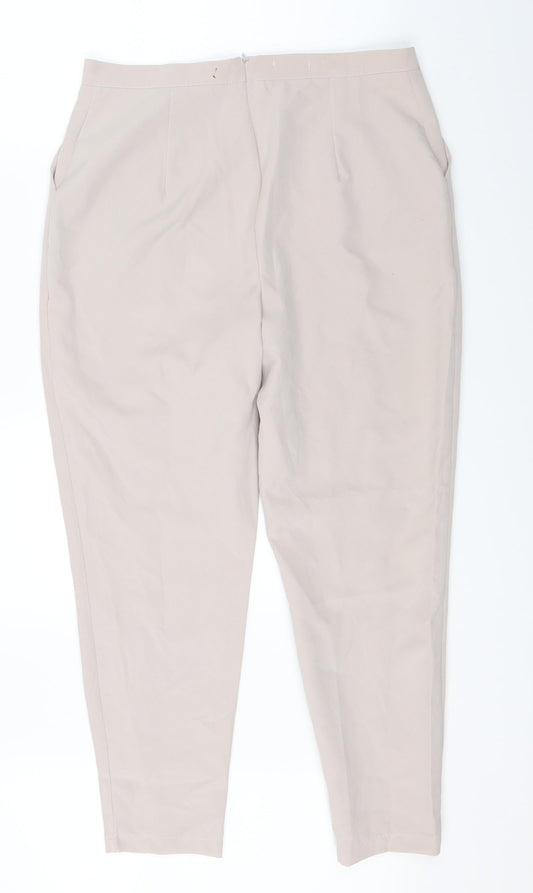 Womens UK Size 14 Boohoo Regular Fit Dress Pants Beige Trousers