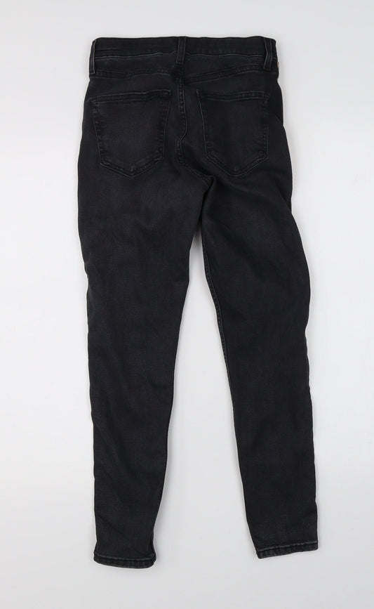 Topshop Womens Black Denim Straight Jeans Size 25 in L30 in