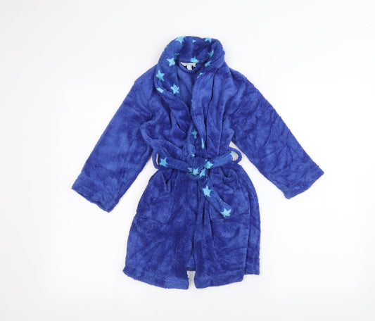 Purekids Boys Blue Solid Robe Size 3-4 Years