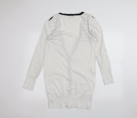 F&F Womens White Cardigan Jumper Size 14