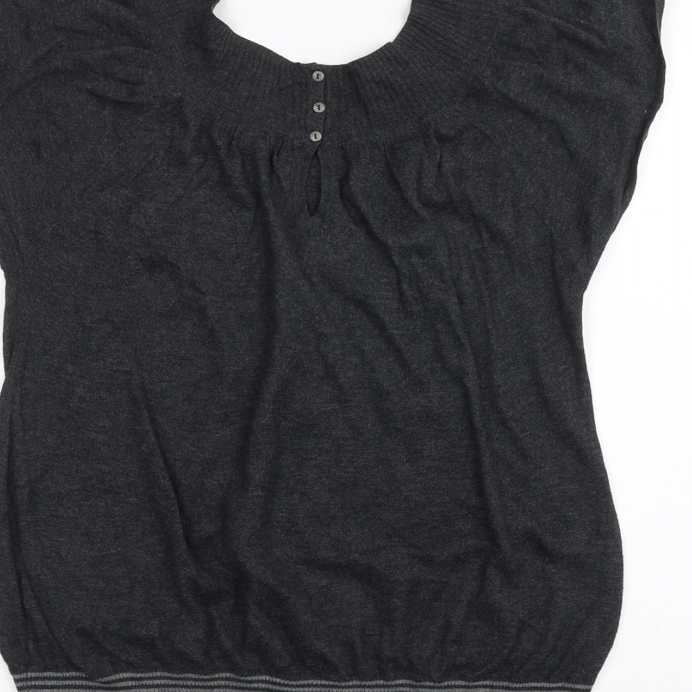 Womens UK Size L Aphorism Grey Basic T-Shirt
