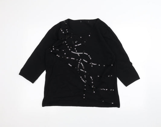 Womens UK Size L Preworn Black Pullover Jumper