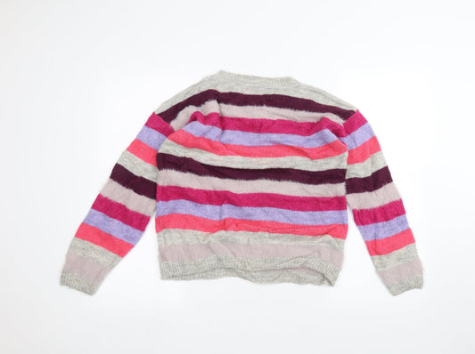 George Womens Grey Striped Pullover Jumper Size S