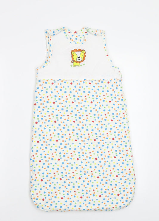 Tesco Baby White Geometric Babygrow One-Piece Size 0-3 Months - Lion
