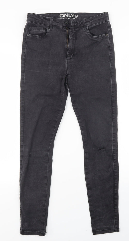 Additional front view of Only women’s black skinny jeans, size M, 27-inch leg