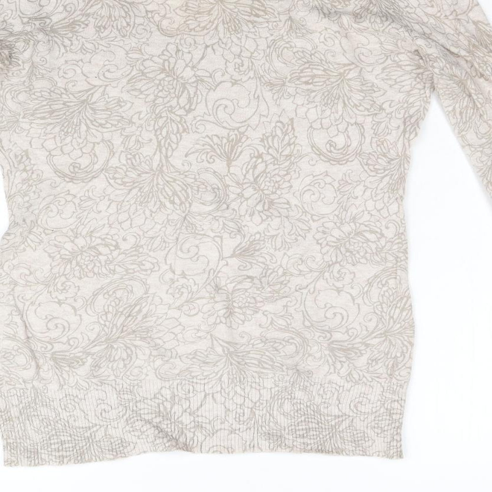 Gap Womens Beige Floral Knit Pullover Jumper Size M