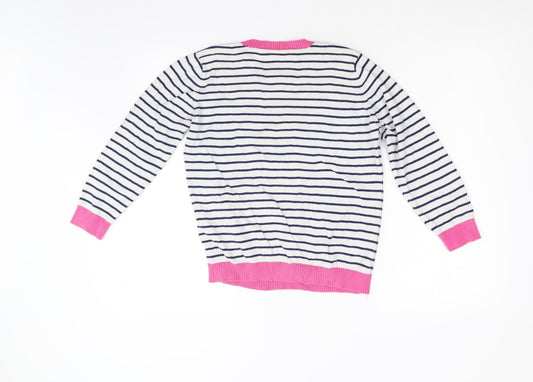 Preworn Girls Multicoloured Striped Knit Pullover Jumper Size 11 Years