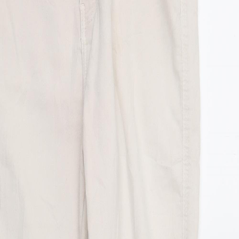 Bershka Womens Ivory Denim Skinny Jeans Size 14 L27 in - Elastic Waist