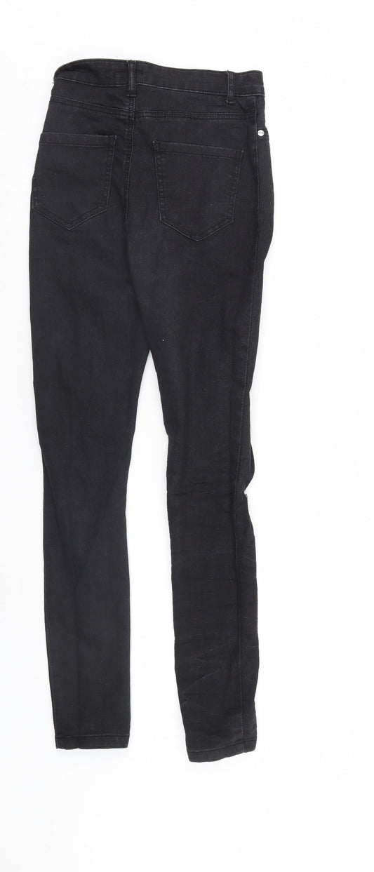 Boohoo Womens Black Denim Straight Jeans Size 4 L28 in