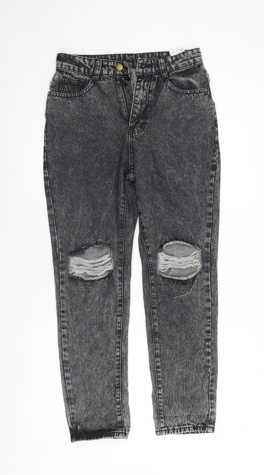 SHEIN Womens Grey Denim Straight Jeans Size 8 L29 in - FADED LOOK