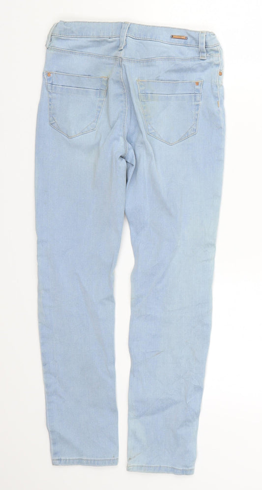 River Island Girls Blue Denim Skinny Jeans Size 9 Years - Distressed Look