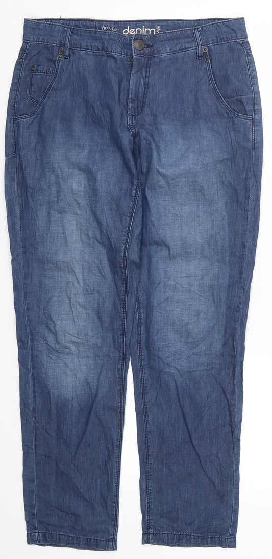 Womens UK Size 32 in Yessica Regular Fit Tapered Blue Jeans