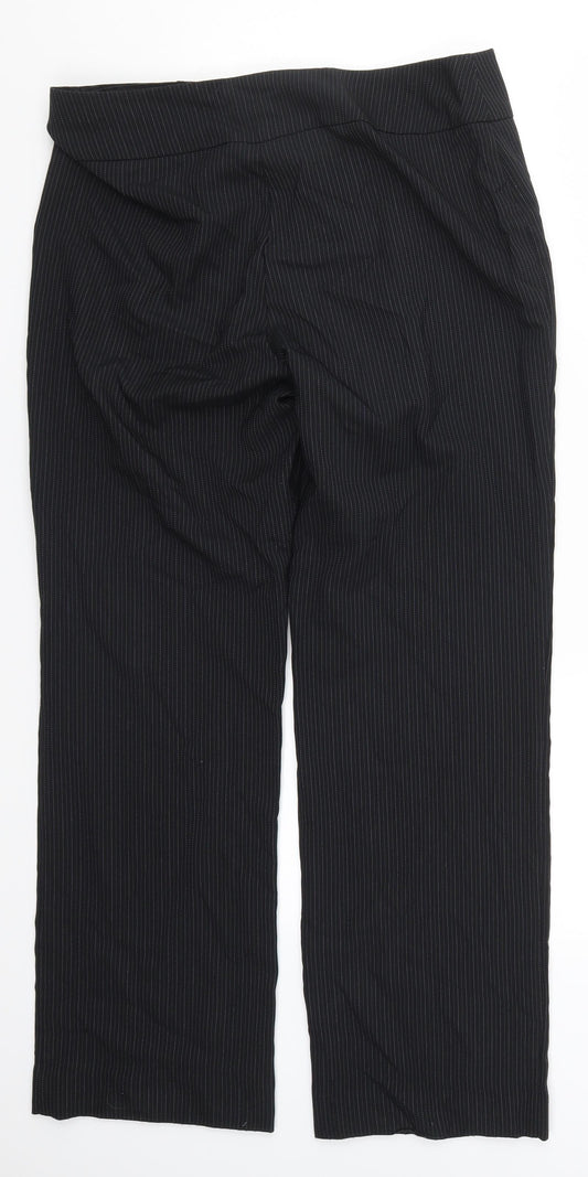 George Womens Black Striped Trousers Size 12 L28 in