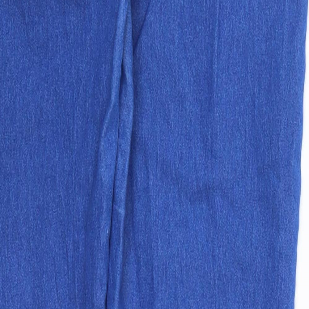 Brand and care label for Denim Co women’s blue denim skinny jeans, size UK 8, 28-inch leg
