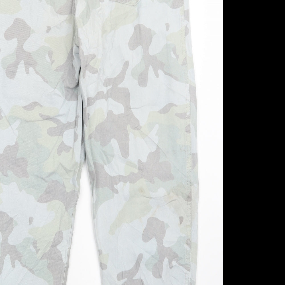 Bershka Womens Grey Camouflage Straight Jeans Size 25 in L25 in