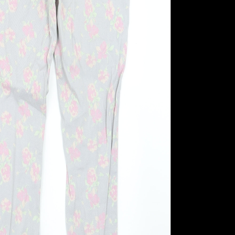 George Womens Grey Floral Denim Straight Jeans Size 10 L26.5 in
