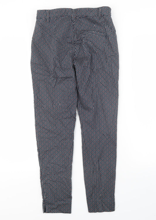 H&M Womens Blue Geometric Trousers Size 6 L27 in