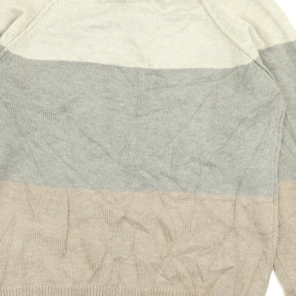 M&S Mens Brown Striped Knit Pullover Jumper Size S