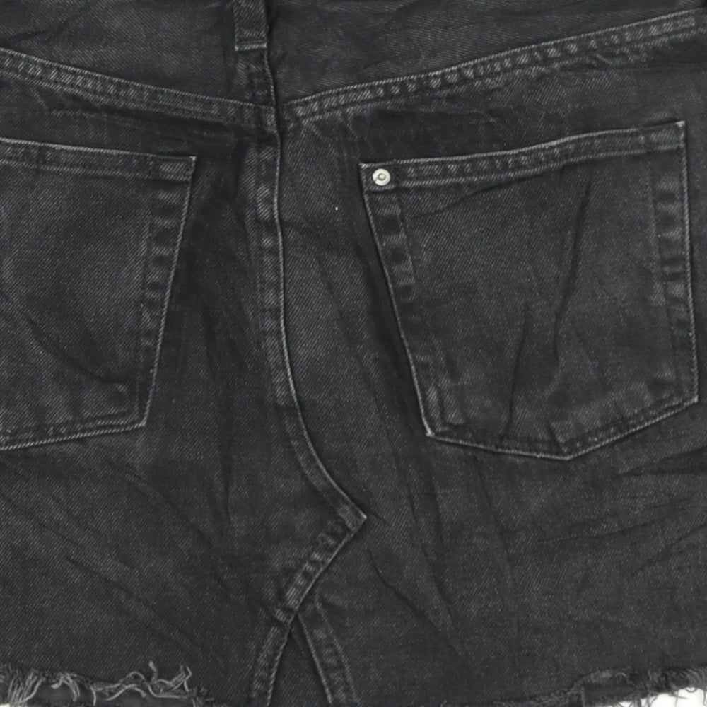H&M Womens Black Denim A-Line Skirt Size 8