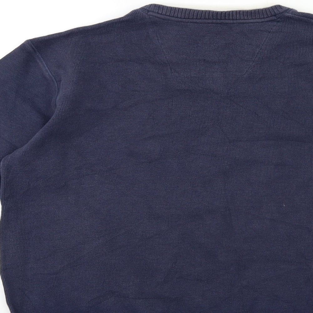 Easy Mens Blue Knit Pullover Jumper Size S