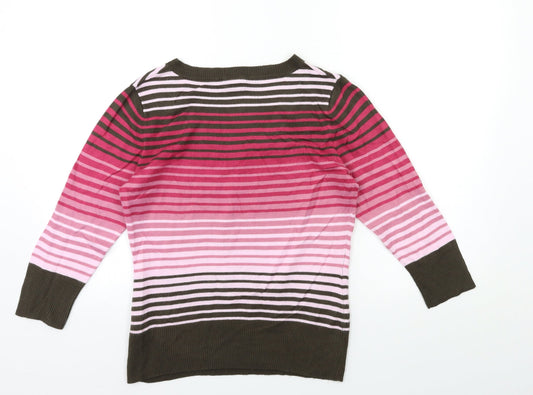TU Womens Pink Striped Knit Pullover Jumper Size 10