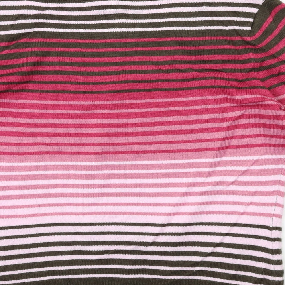 TU Womens Pink Striped Knit Pullover Jumper Size 10