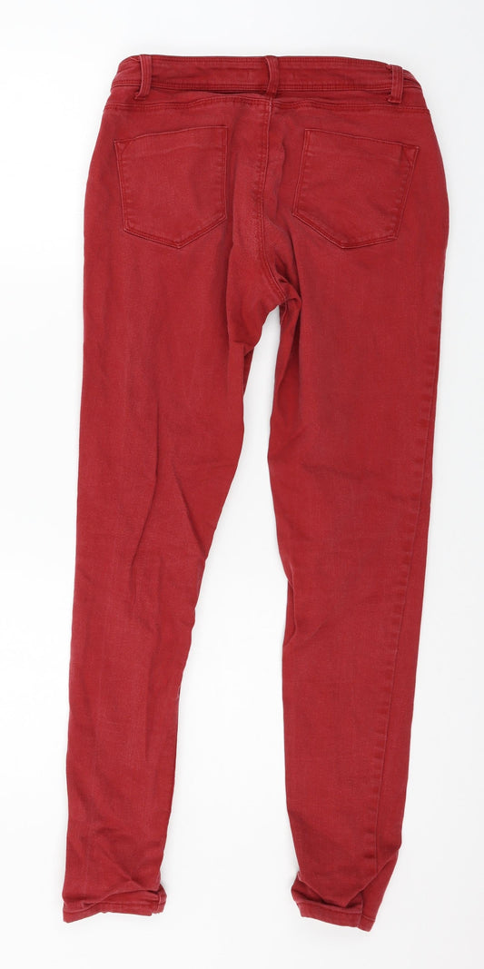 Dorothy Perkins Womens Red Denim Skinny Jeans Size 10 L28 in
