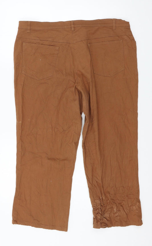 Casual Wear Womens Brown Cropped Trousers Size 20 L23 in