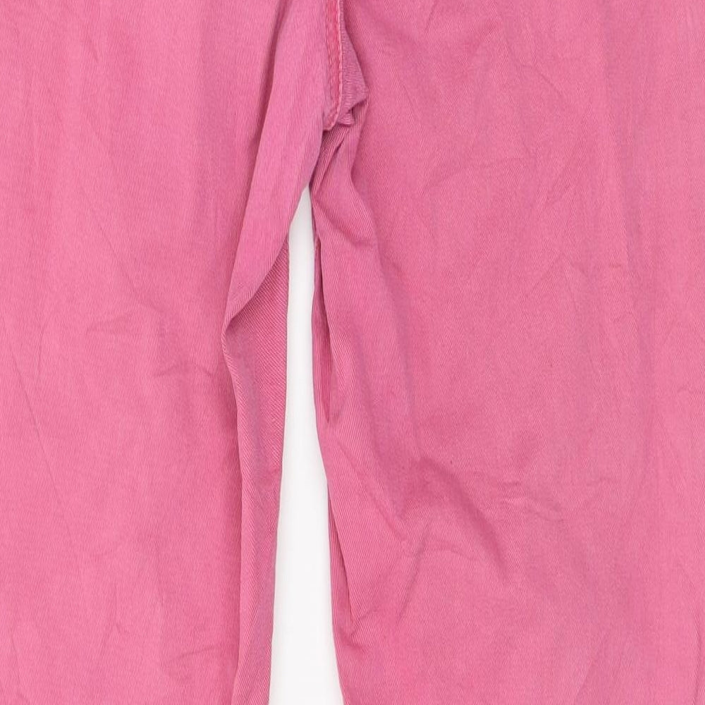 Brand and care label for Cambio Jeans women’s pink denim trousers, size UK 30, in, 29-inch leg