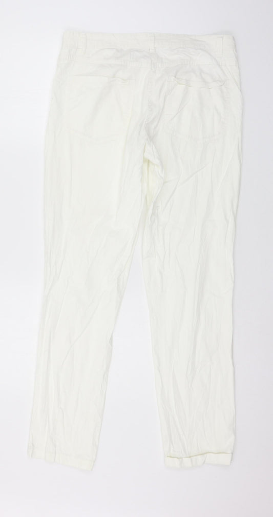 Womens UK Size M Preworn Regular Fit White Trousers
