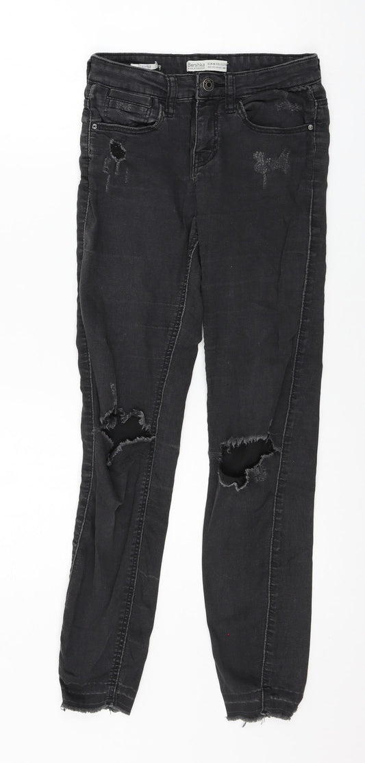 Womens UK Size 6 Bershka Regular Fit Skinny Grey Jeans