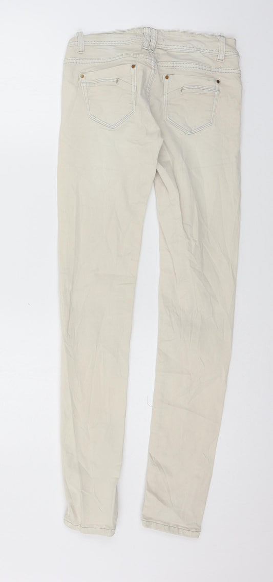 Womens UK Size 8 Monday Regular Fit Skinny Ivory Jeans
