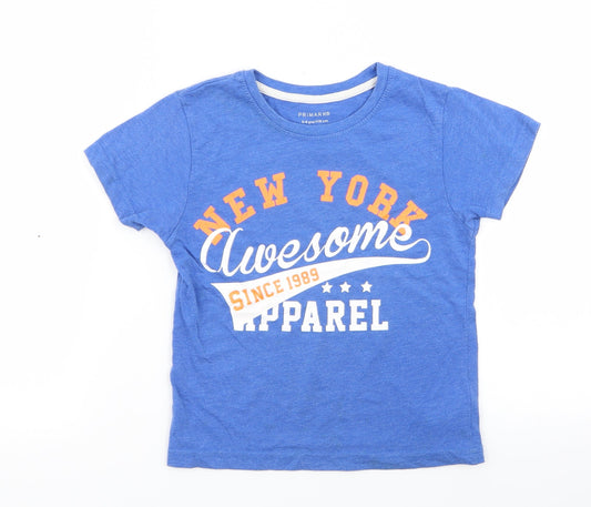 Primark Boys Blue Basic T-Shirt Size 5-6 Years