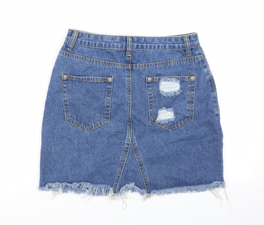 PLT Womens Blue Mini Skirt Size 8 - ripped skirt