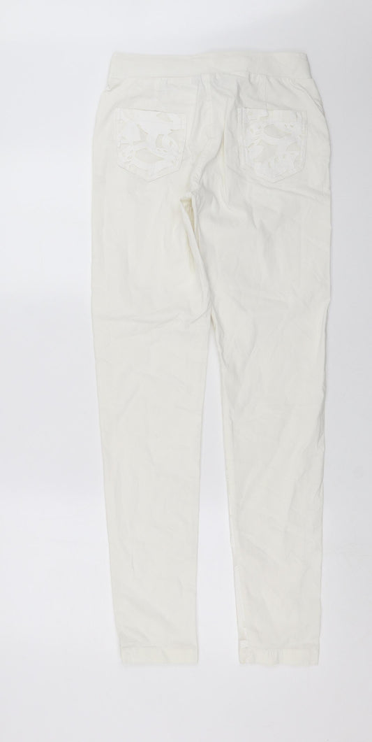 GUIDANCE Womens White Floral Trousers Size S L30 in