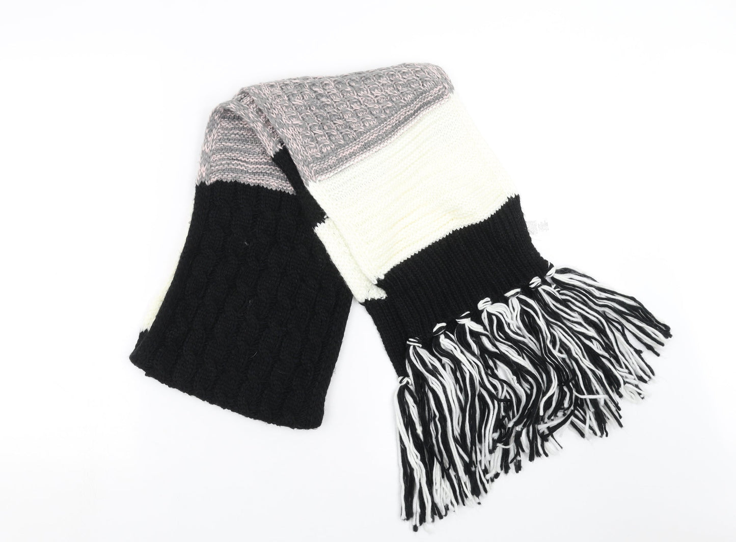 F&F Womens Black Knit Scarf - cable knit