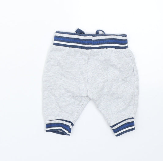 Mothercare Boys Grey Striped Sweatpants Trousers Size 0-3 Months - 0-1 Months