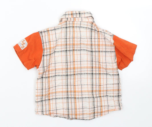 Twinnies Baby Orange Check Basic Button-Up Size 12-18 Months - Safari Animals