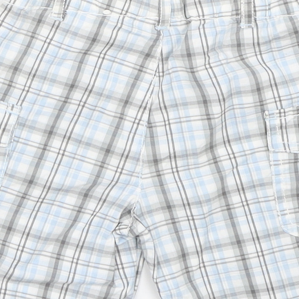 Brand and care label for Boboli Baby Blue Check Cropped Trousers, size 12, Months - Shorts