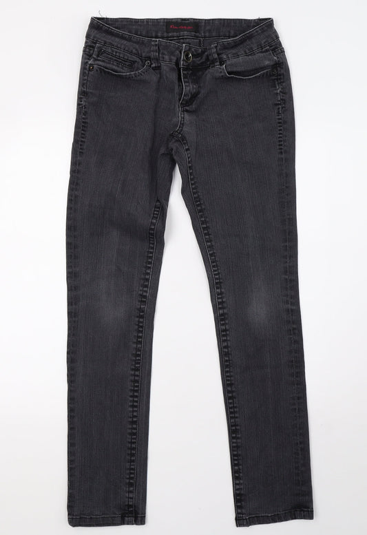 Additional front view of Miss Selfridge women’s grey denim skinny jeans, size UK 10, 32-inch leg